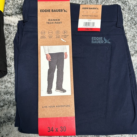 Eddie Bauer Beige Mens Stretch Zip Cargo Pocket Nylon Rainier Tech Pants… - Picture 1 of 11